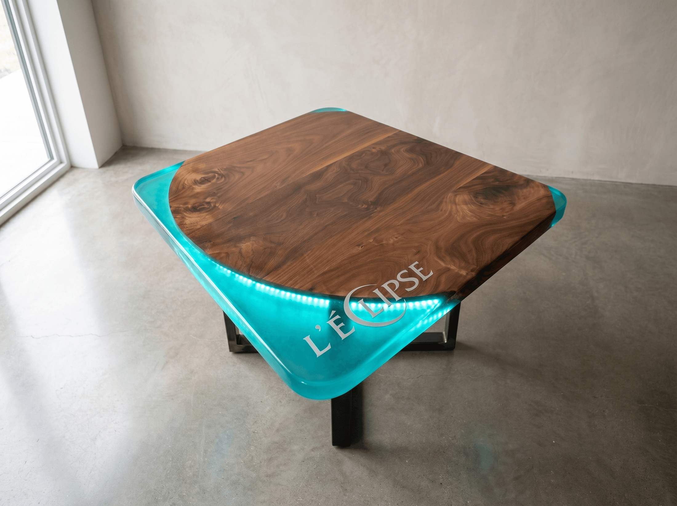 Illuminated Walnut Resin Tabletop